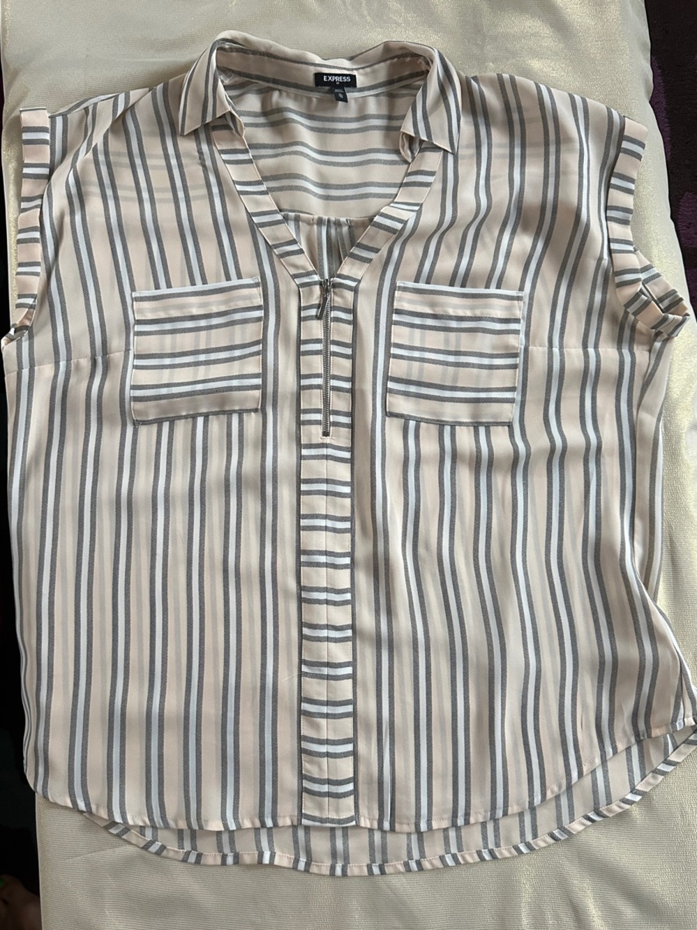 Express Striped Split-Neck Blouse